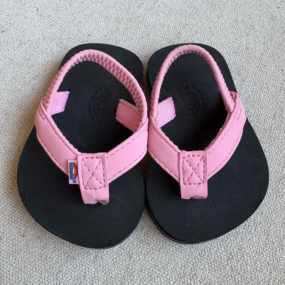 Rainbow Pink and Black Sandals with Strap